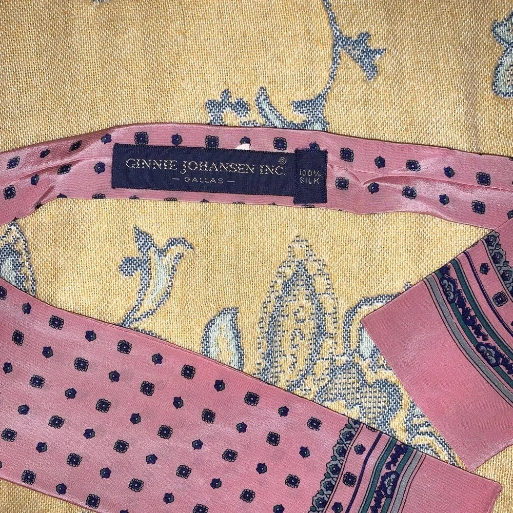 Silk Woman’s tie scarf Pink by Ginnie Johansen 100% Silk